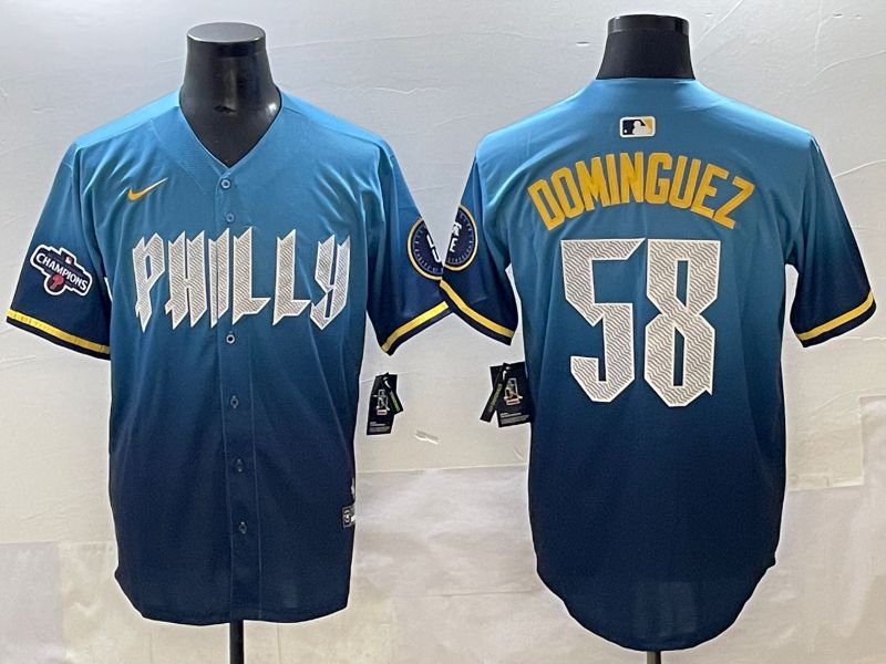 Men 2025 Philadelphia Phillies #58 Dominguez Blue City Edition Nike MLB Jersey style 4->philadelphia phillies->MLB Jersey